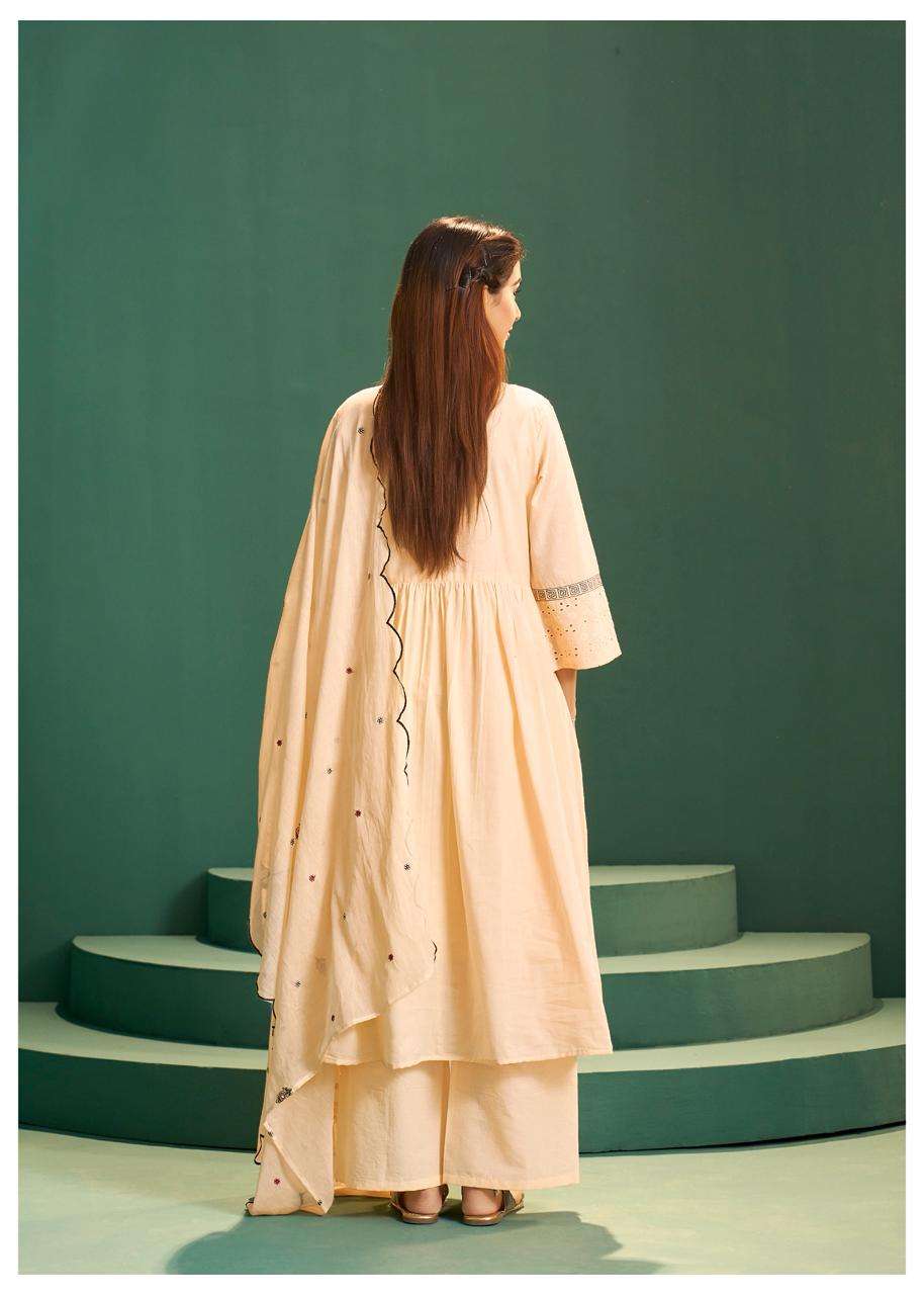 Peach Embroidered Kurta Palazzo Set with Dupatta