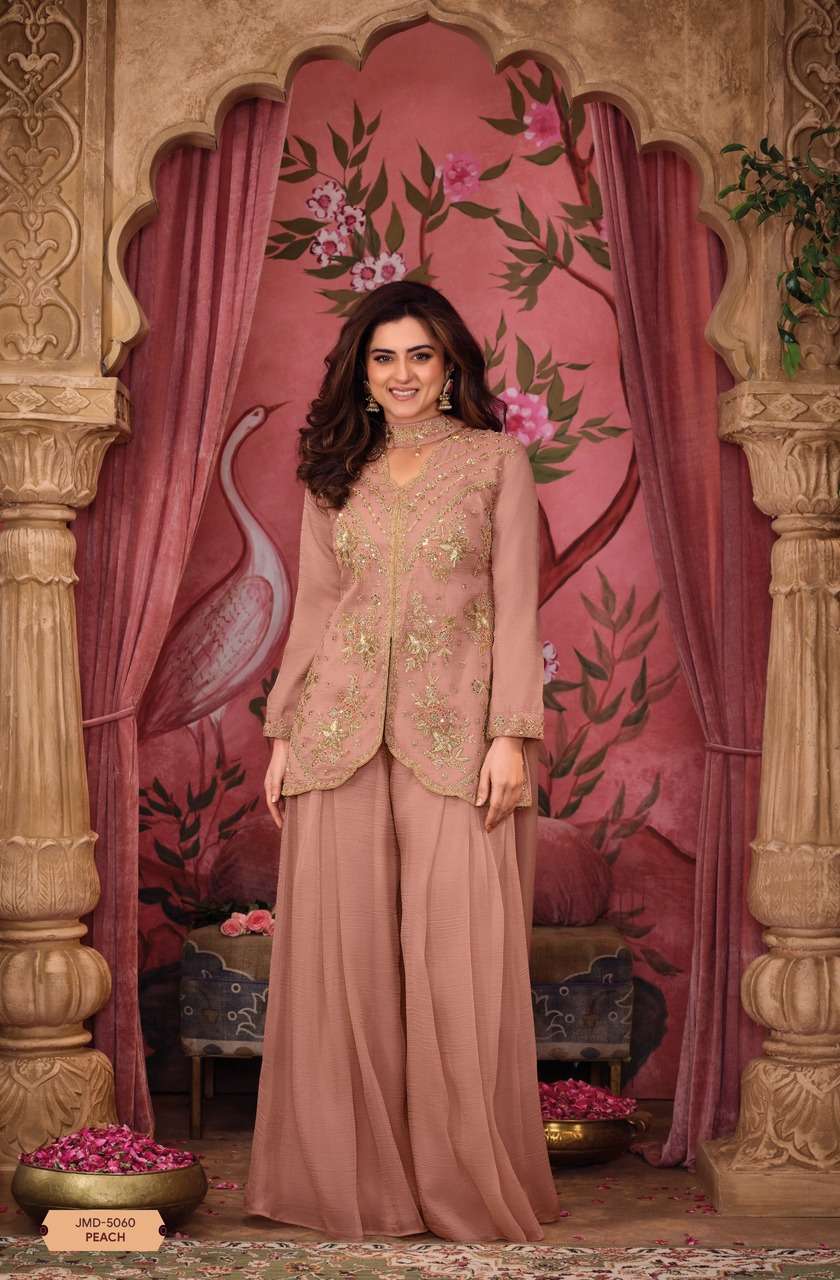 Elegant Blazer Style Kurti Set with Pleated Kali Palazzo & Butterfly Dupatta