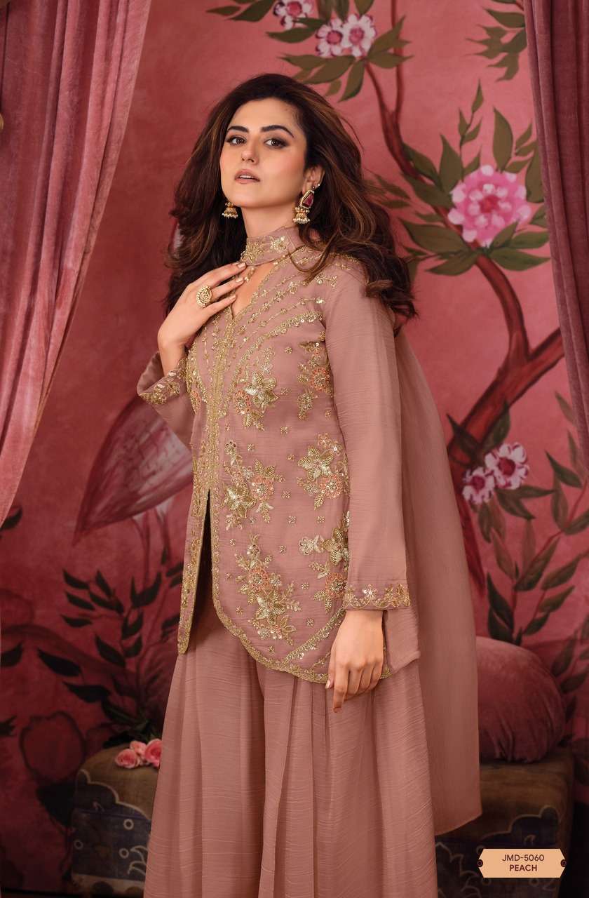 Elegant Blazer Style Kurti Set with Pleated Kali Palazzo & Butterfly Dupatta