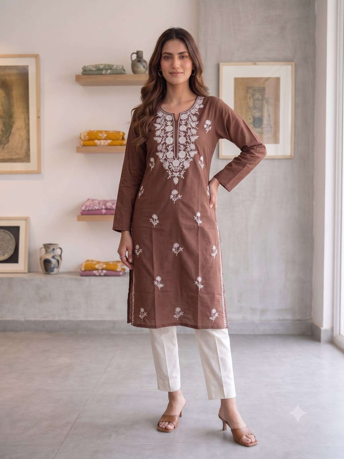 Heavy Rayon Embroidered 2-Piece Set | Premium Kurti with Pant |
