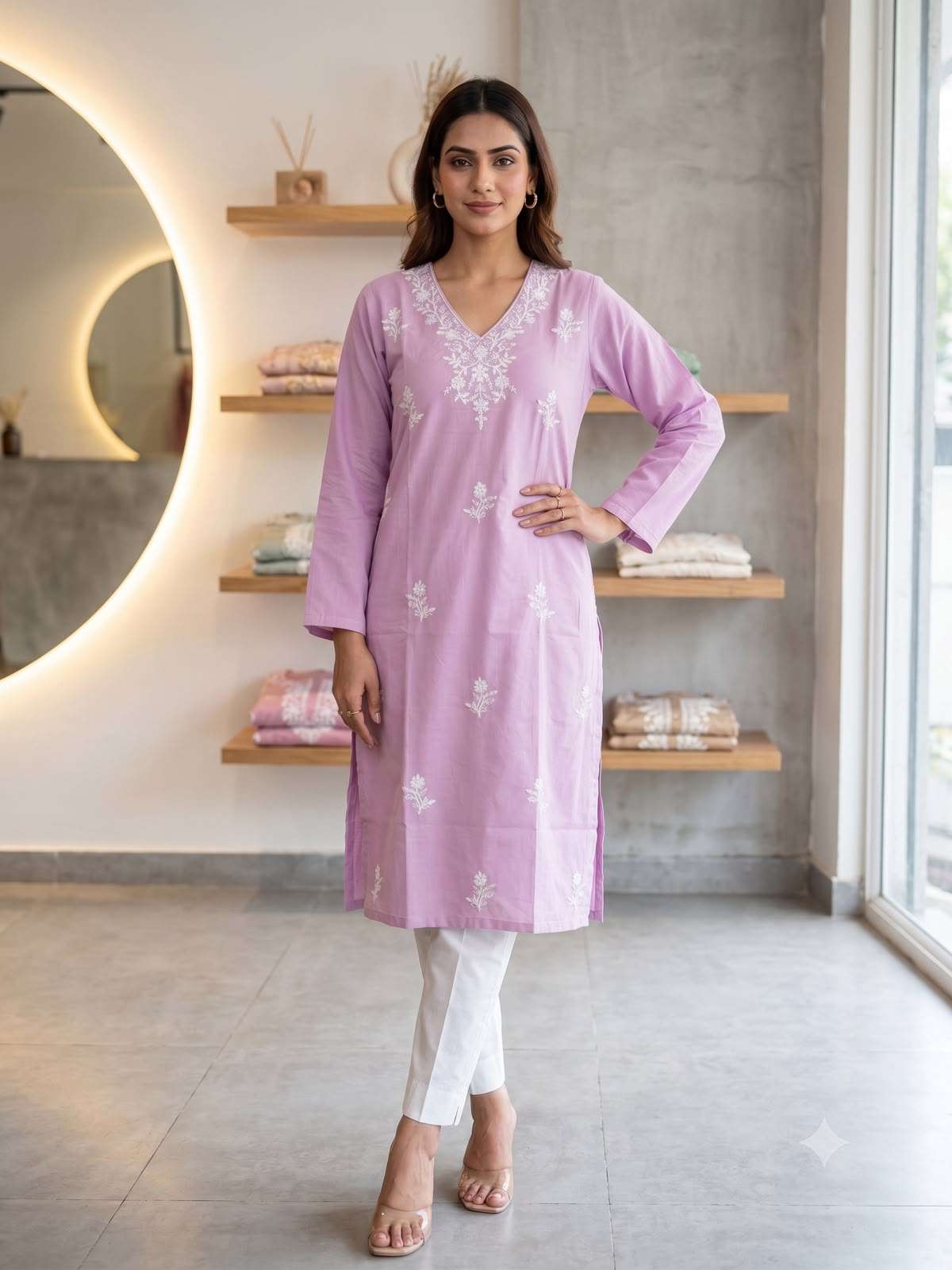 Heavy Rayon Embroidered 2-Piece Set | Premium Kurti with Pant |