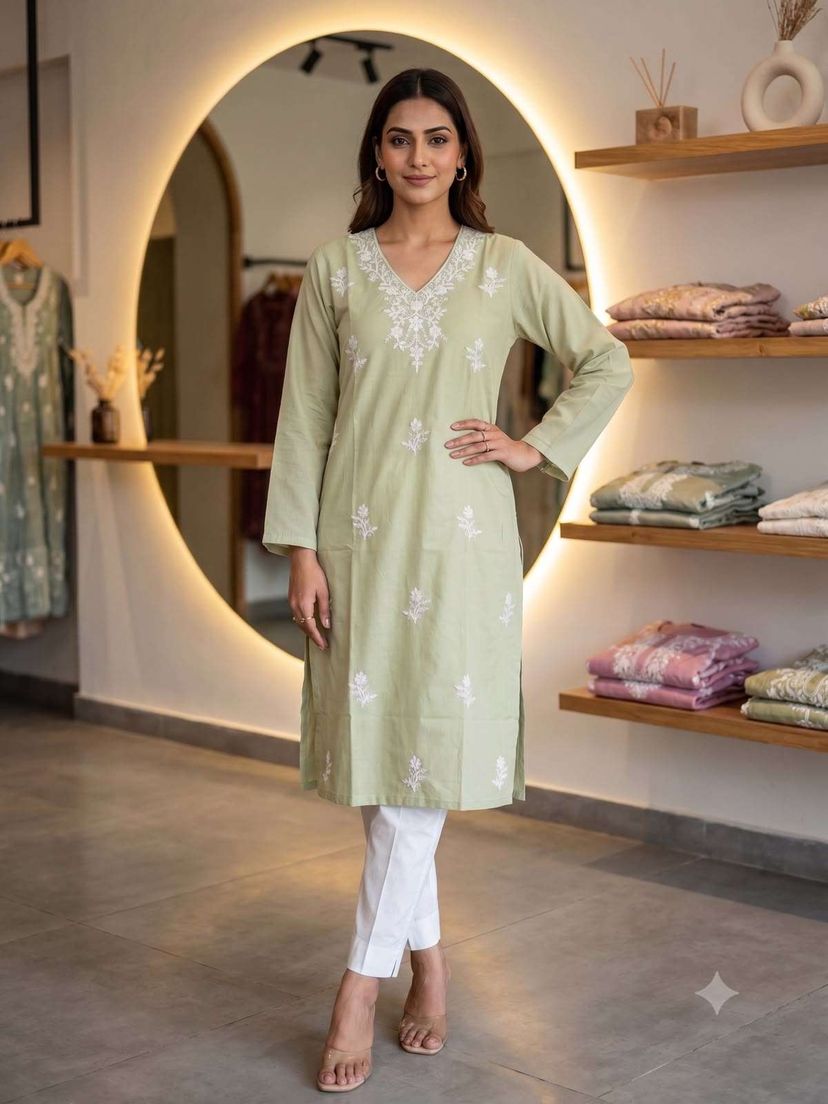Heavy Rayon Embroidered 2-Piece Set | Premium Kurti with Pant |