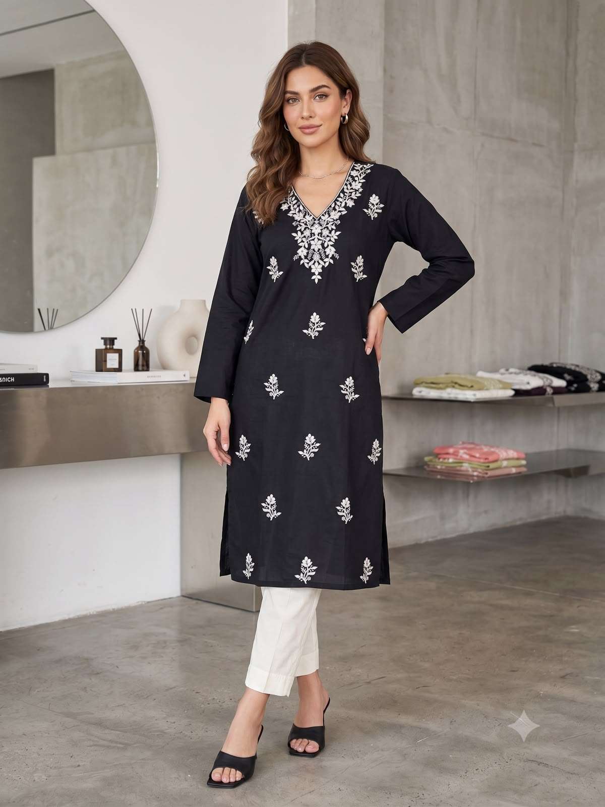 Heavy Rayon Embroidered 2-Piece Set | Premium Kurti with Pant |