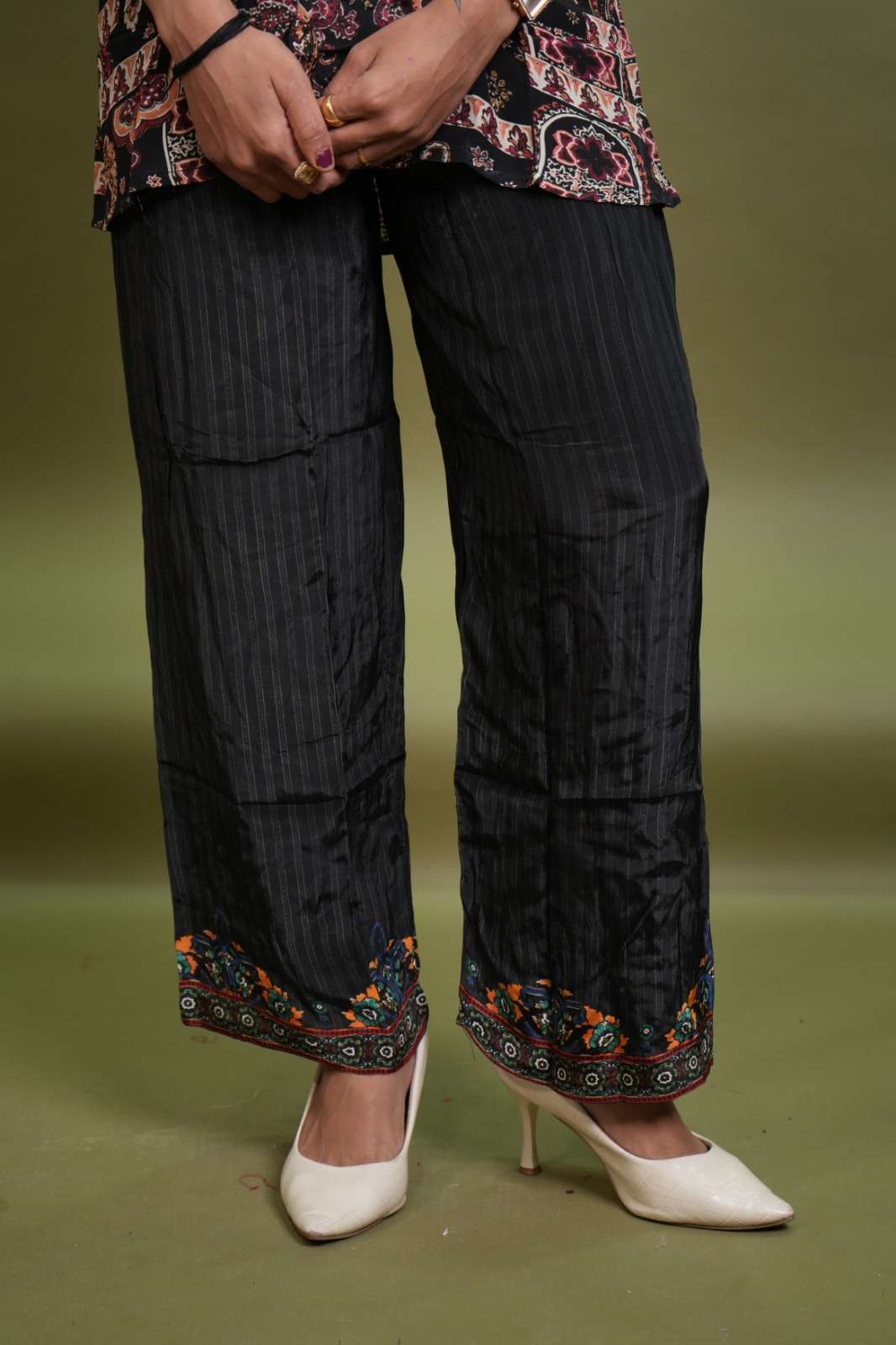 Midnight Bloom Printed Crepe Cord Set