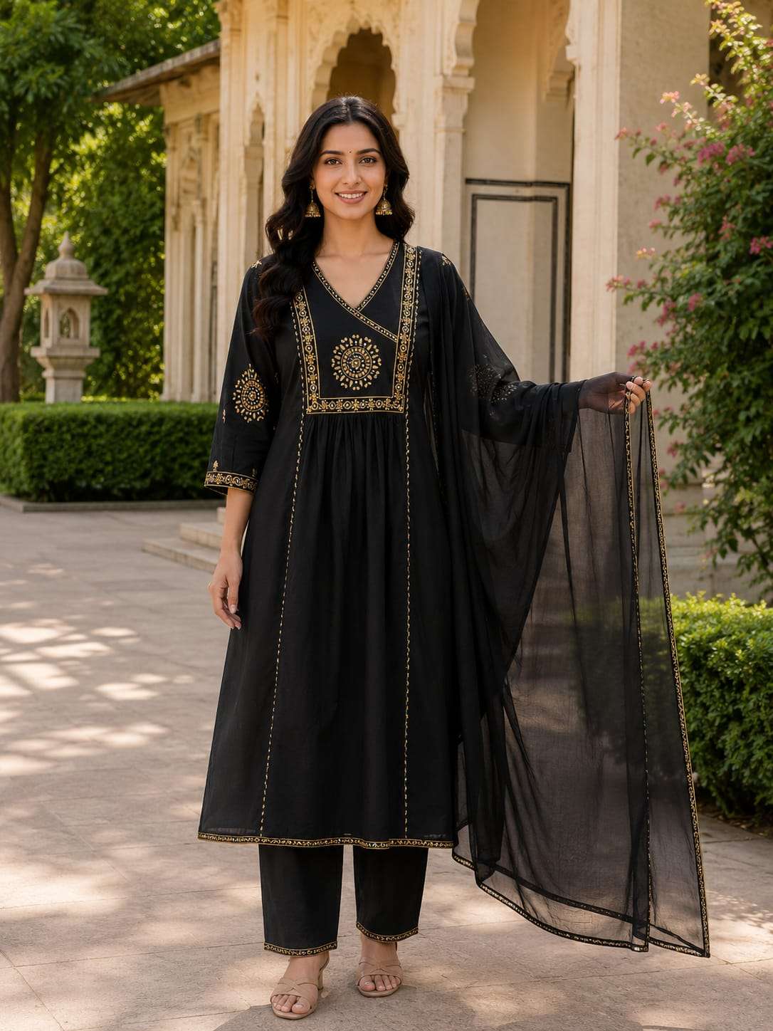 Pure Cotton Embroidered Anarkali Suit with Dupatta | Premium Cotton 3-Piece Ethnic Wear
