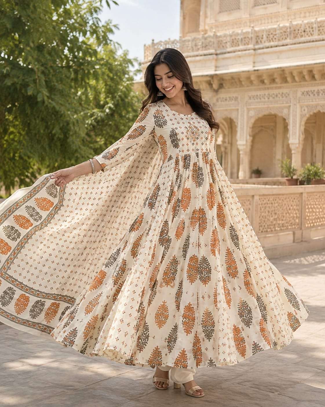 Pure Cotton Printed Anarkali Suit with Dupatta