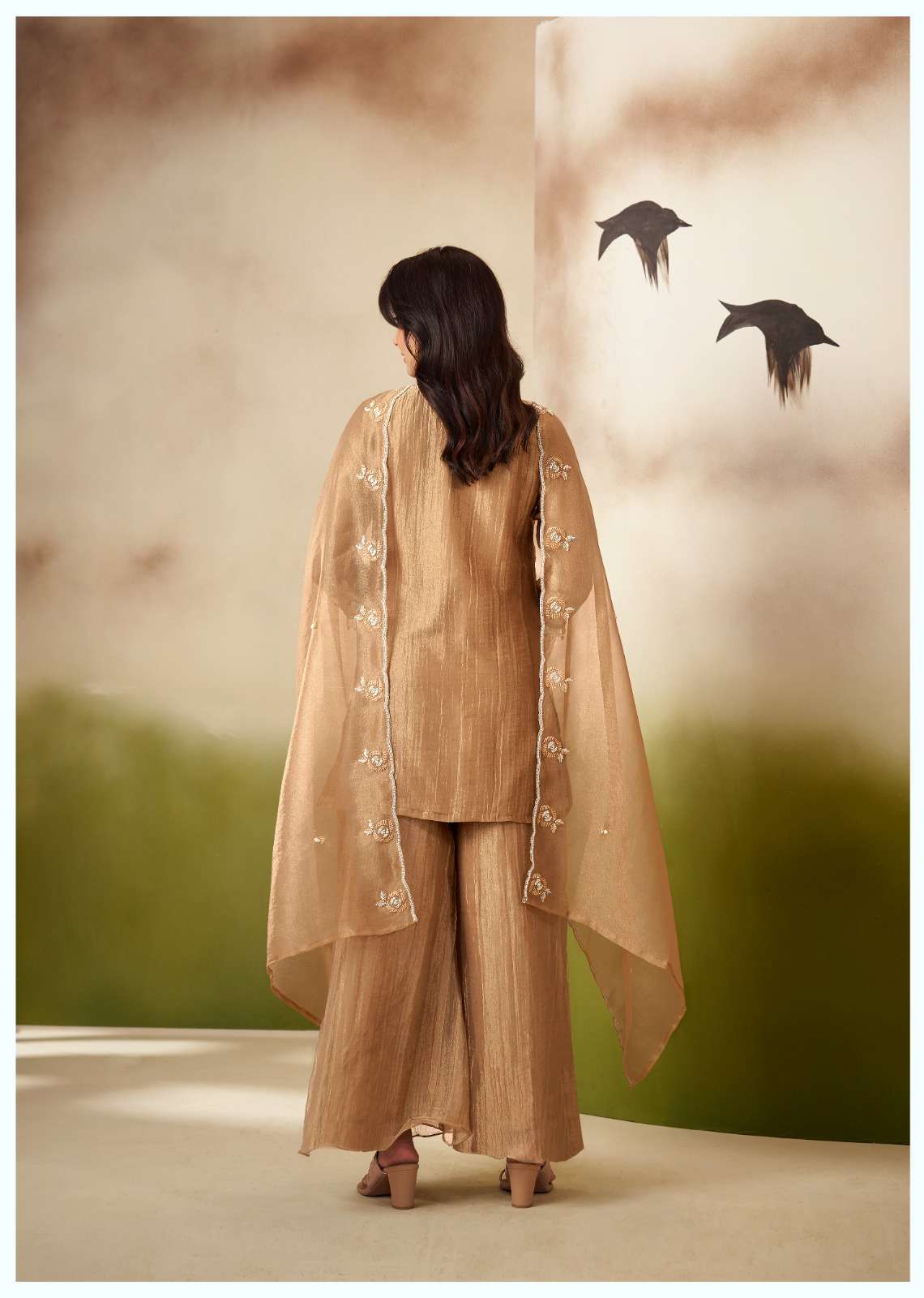 Salsa Fabric Designer Suit Set with Elegant Beatswork Embroidery