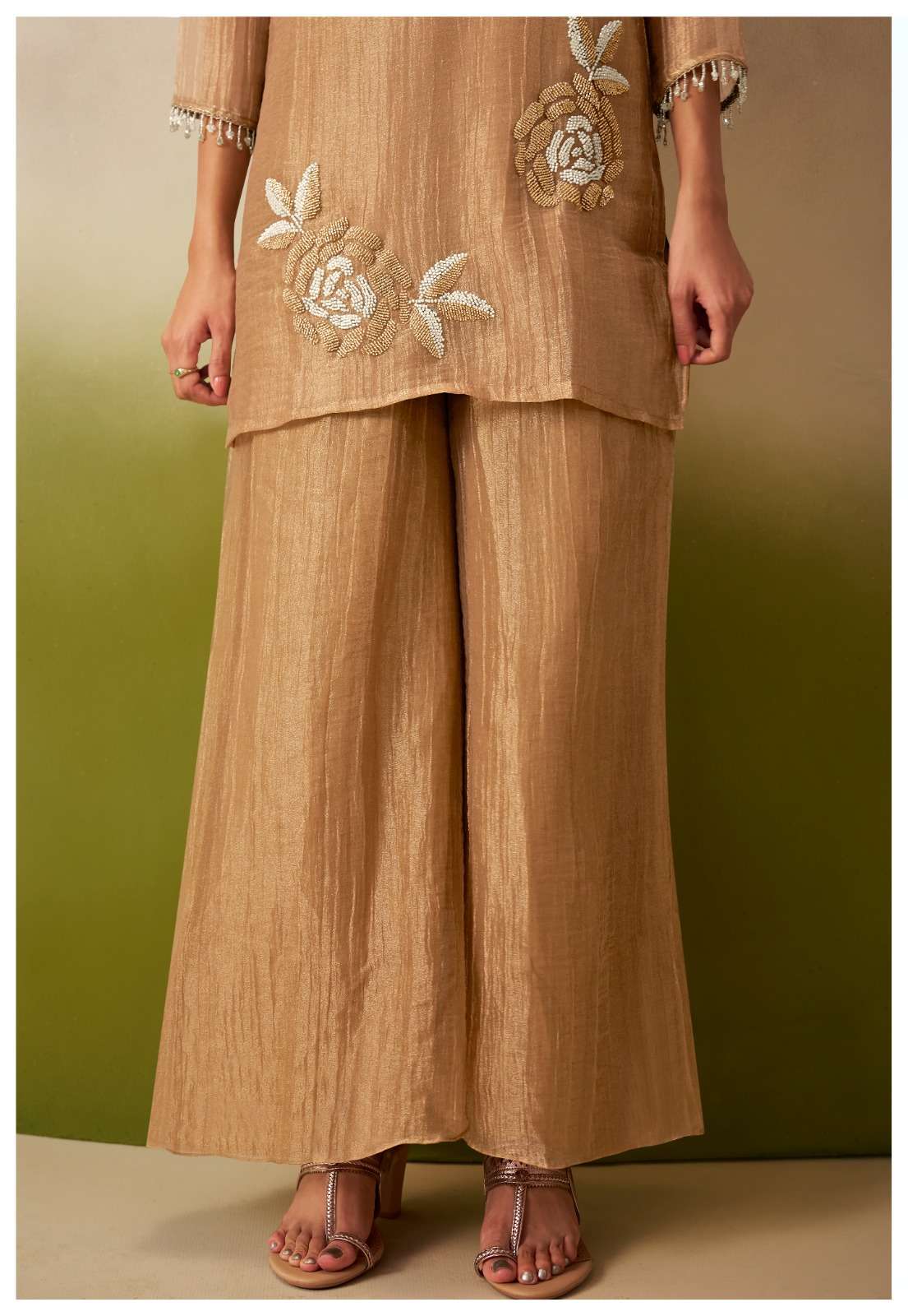 Salsa Fabric Designer Suit Set with Elegant Beatswork Embroidery