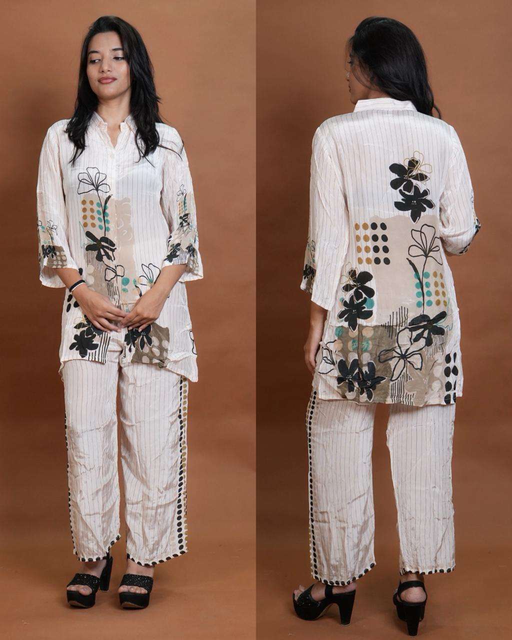 Bandhani Printed Rayon Co-Ord Set with Stylish Long Kurta and Matching Palazzo Pants for Women