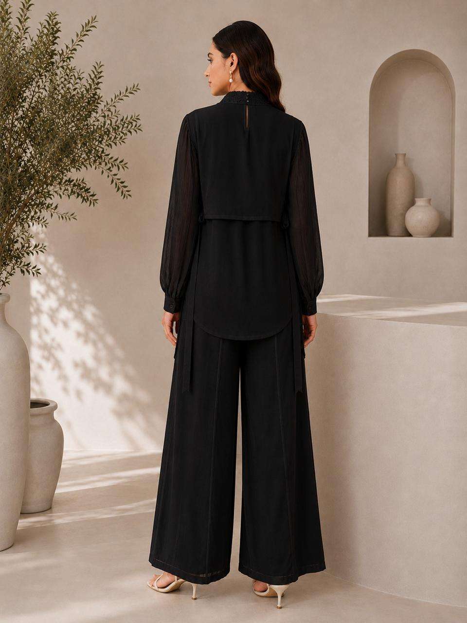 Chinon Top & Bottom Set with Tone-to-Tone Beads Work | Elegant Designer Collection