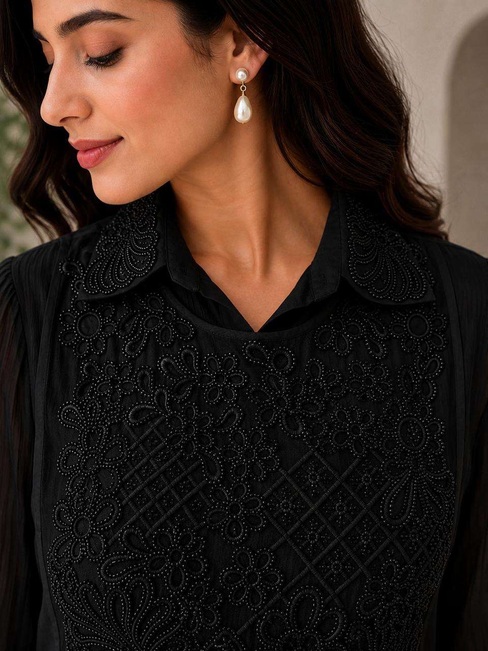 Chinon Top & Bottom Set with Tone-to-Tone Beads Work | Elegant Designer Collection