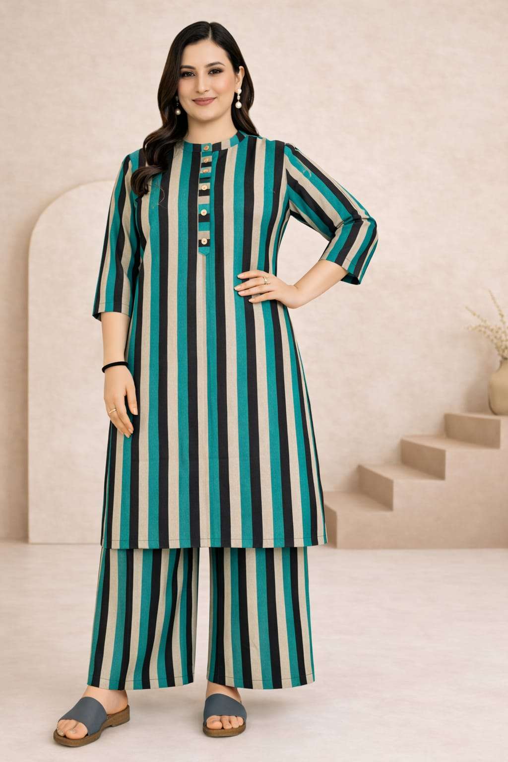 Maroon Printed Kurta with Matching Palazzo Set