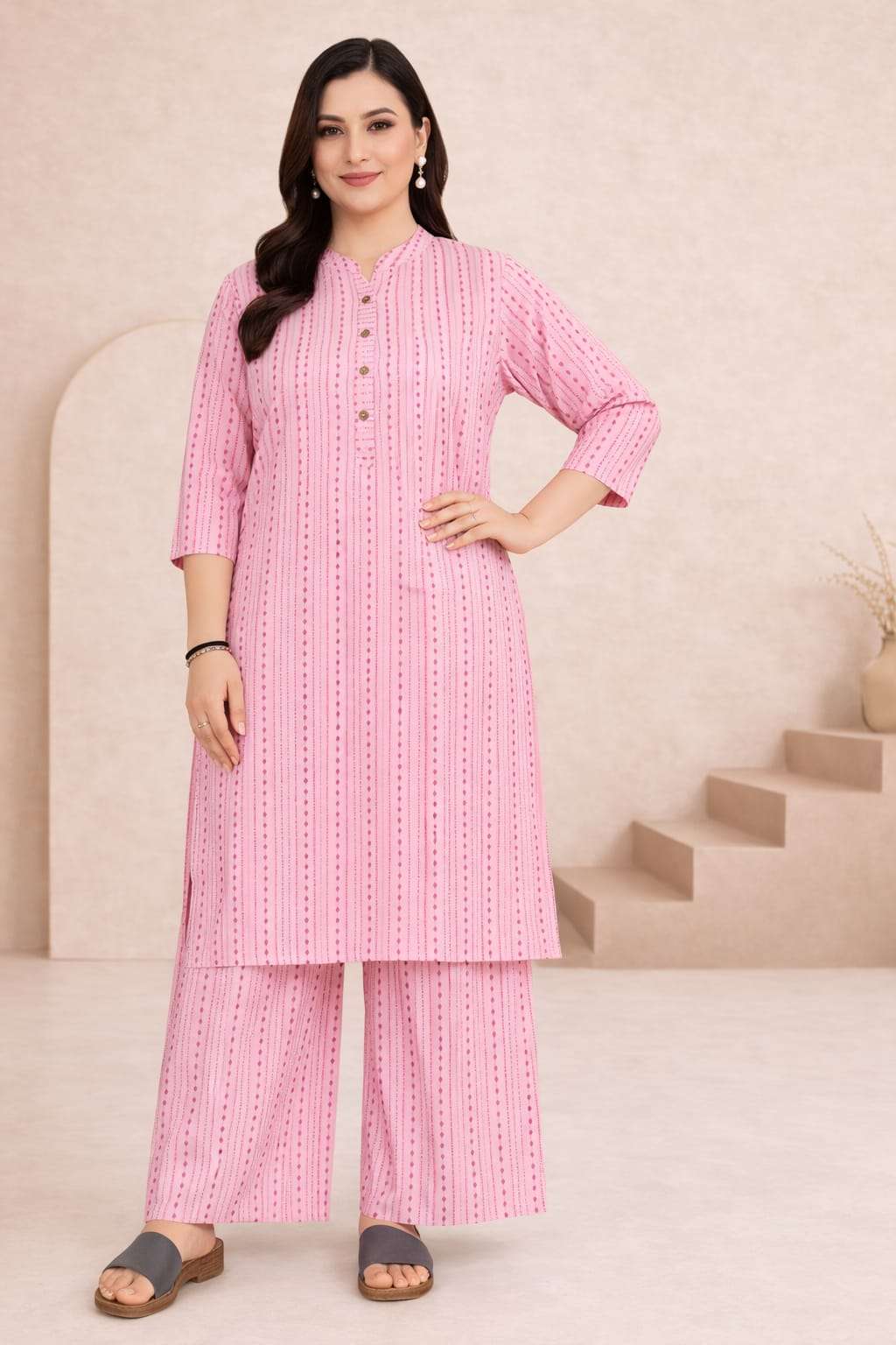 Maroon Printed Kurta with Matching Palazzo Set