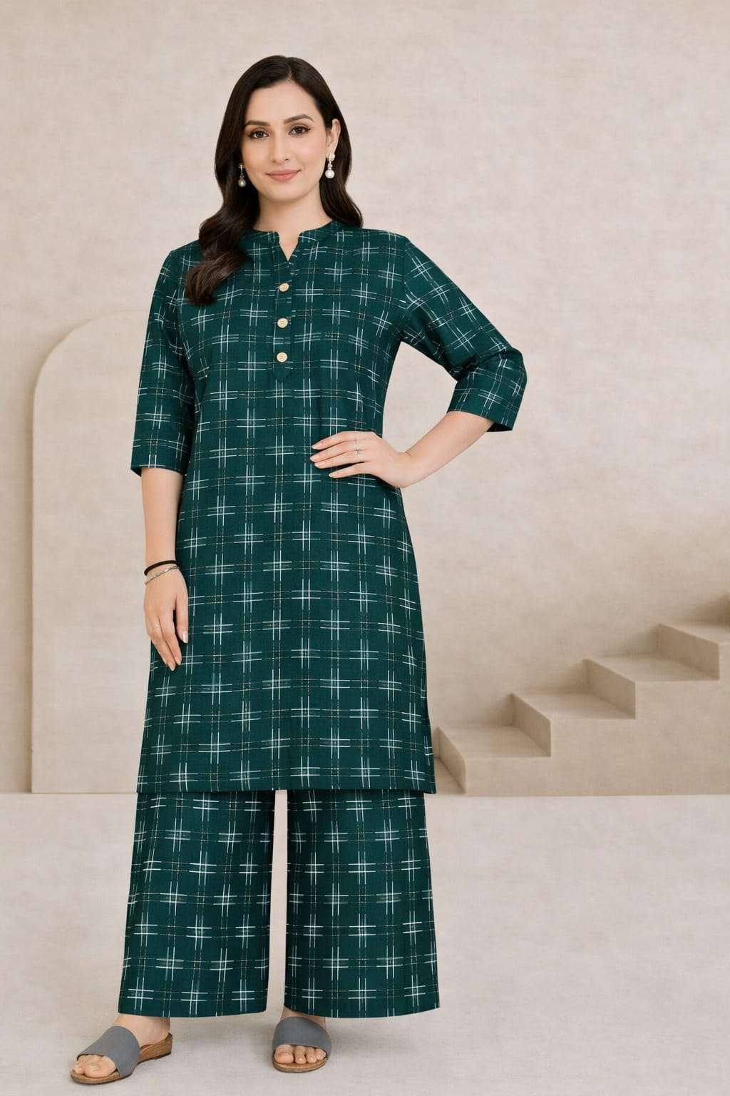 Maroon Printed Kurta with Matching Palazzo Set