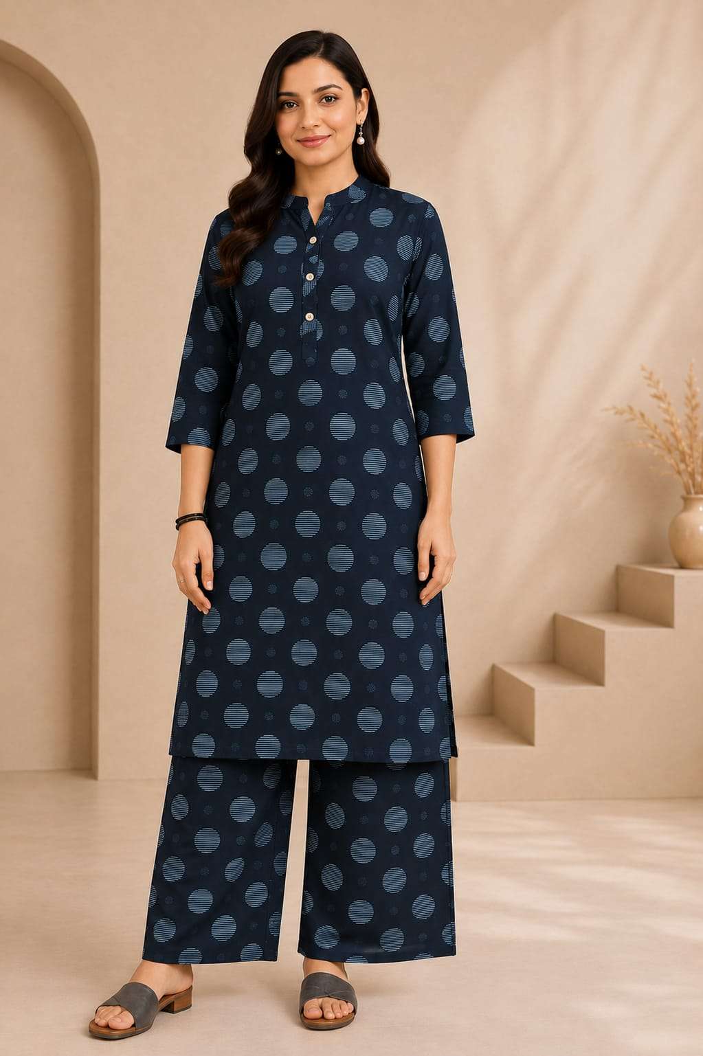 Maroon Printed Kurta with Matching Palazzo Set