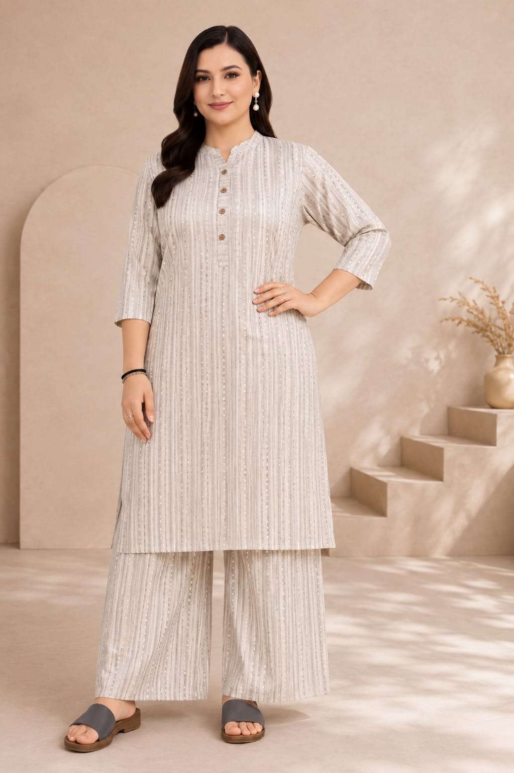 Maroon Printed Kurta with Matching Palazzo Set