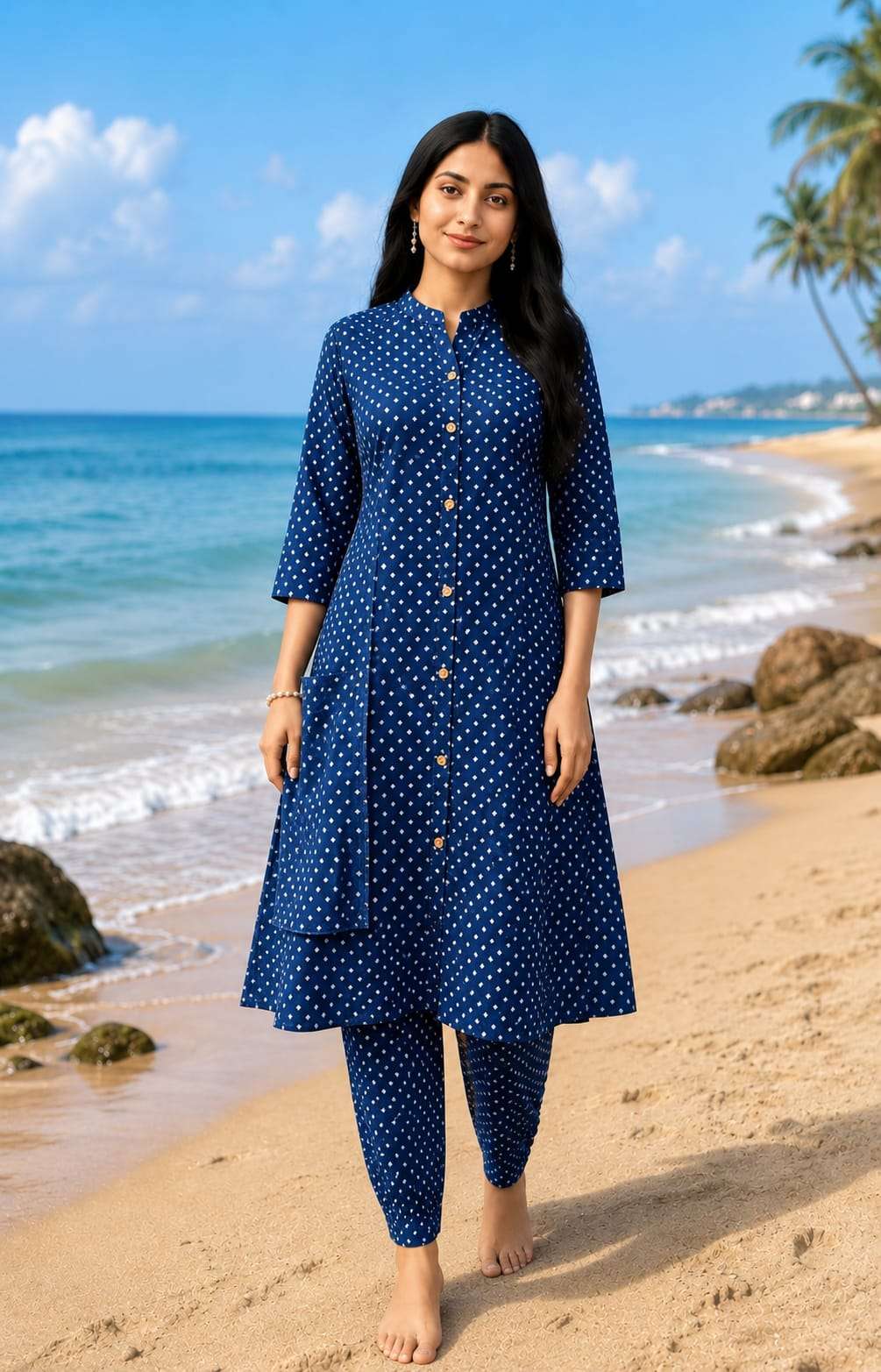 Printed Rayon Kurta with Matching Printed Pant Set for Women