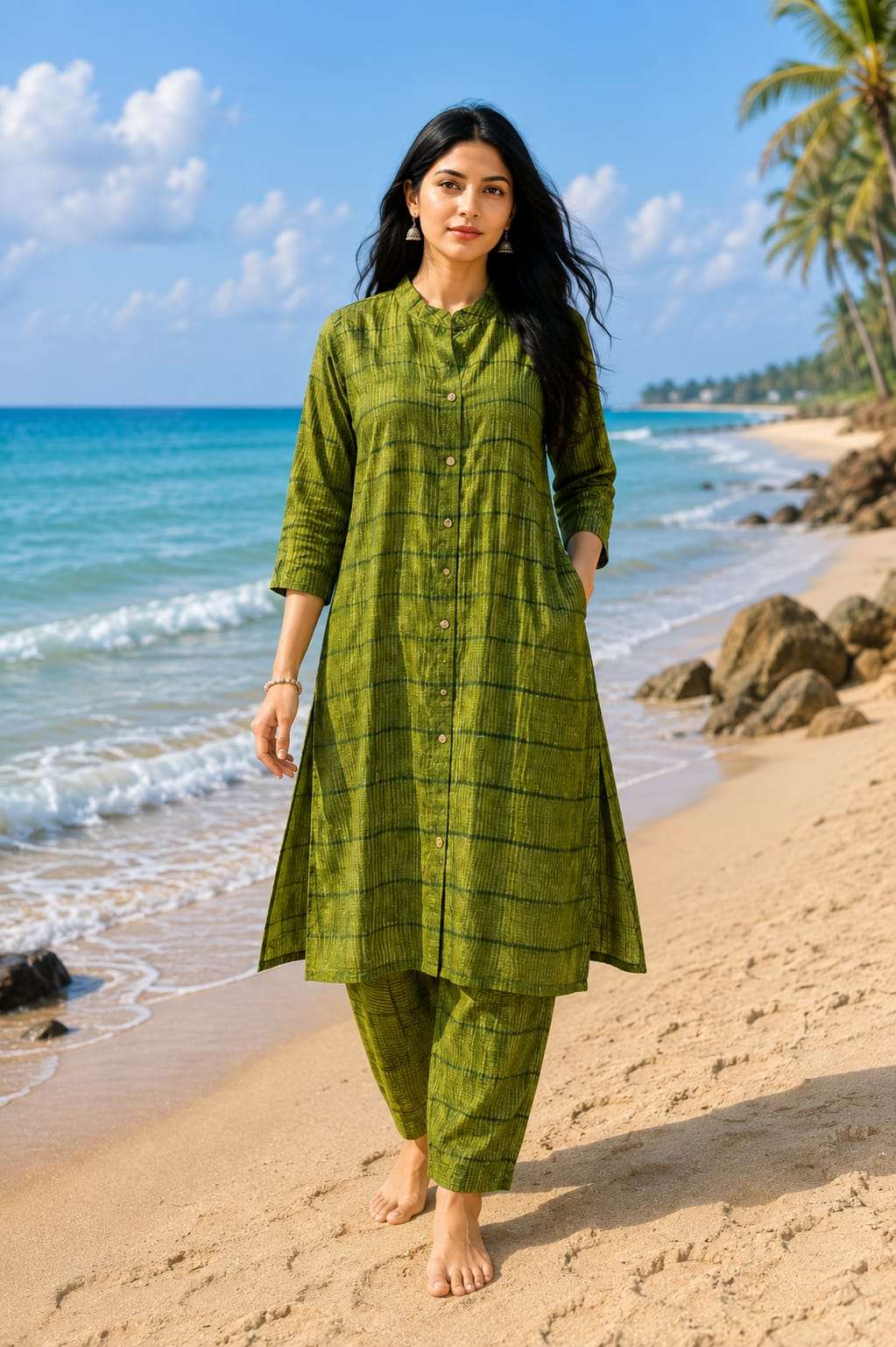 Printed Rayon Kurta with Matching Printed Pant Set for Women
