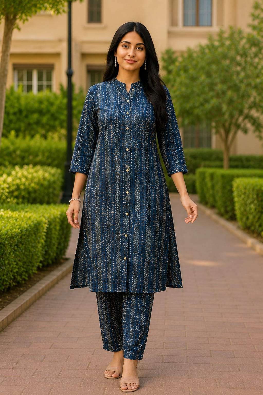Printed Rayon Kurta with Matching Printed Pant Set for Women