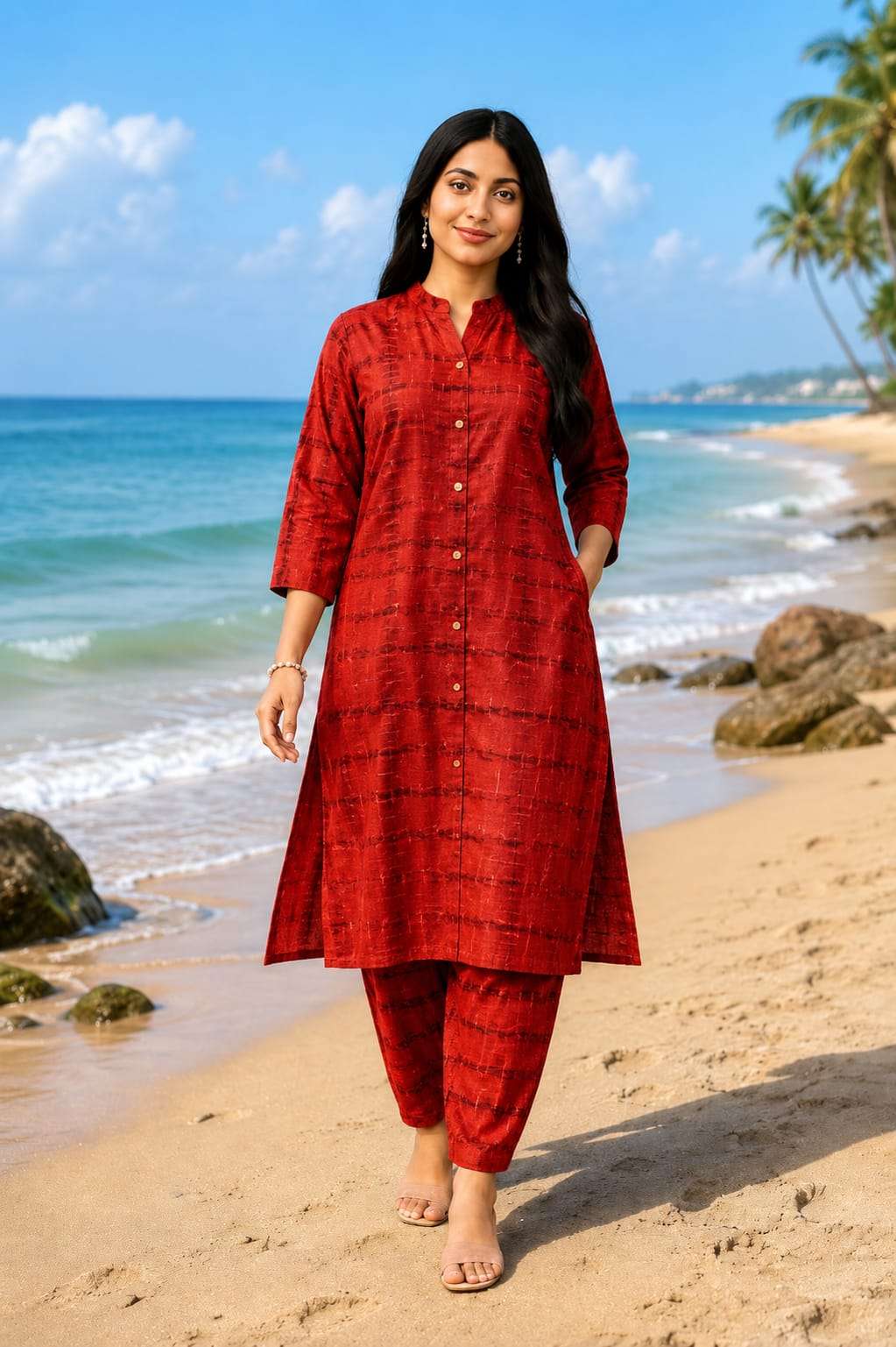 Printed Rayon Kurta with Matching Printed Pant Set for Women