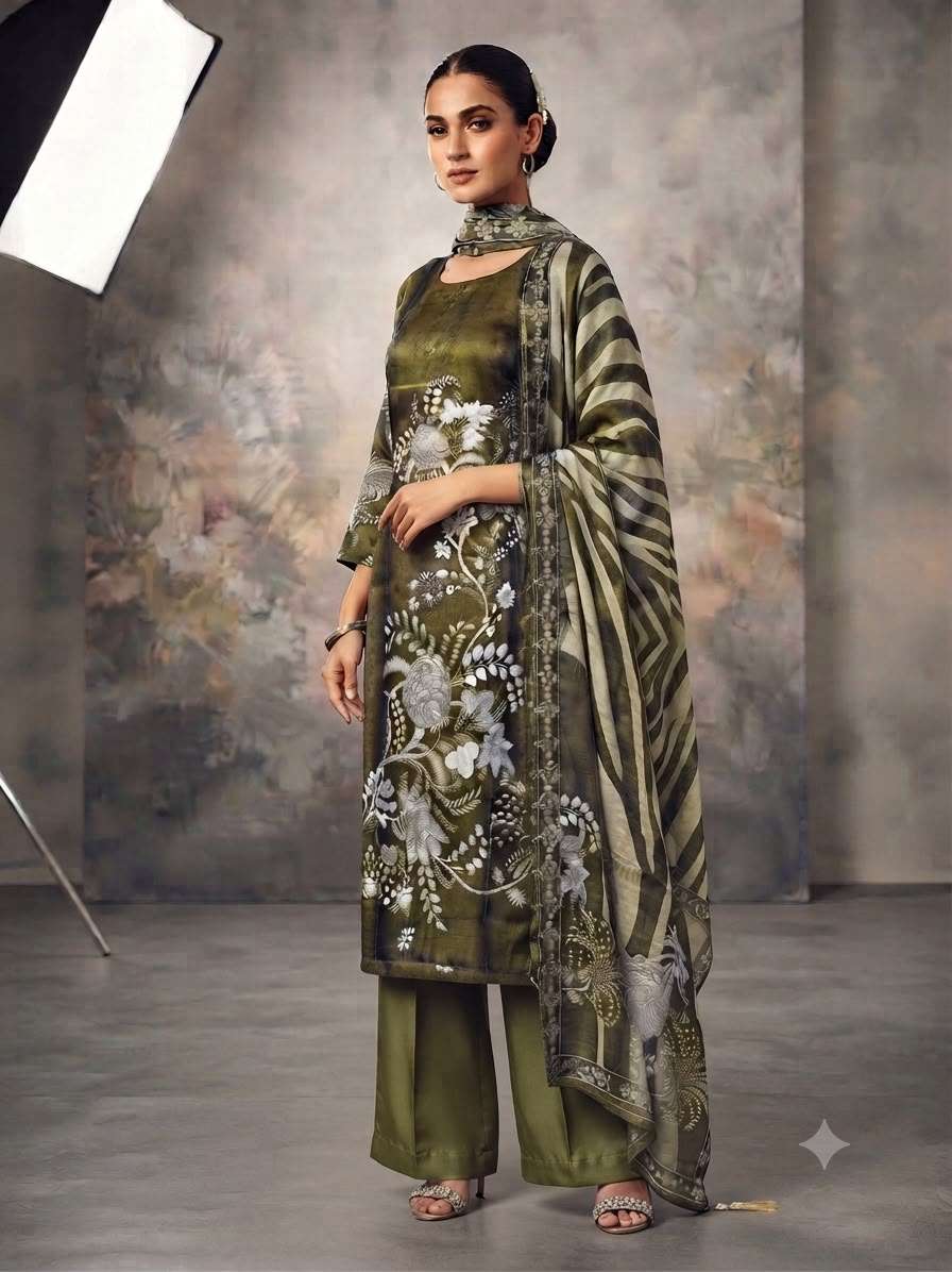 Pure Tissue Silk Suit Set | Elegant Floral Print | Premium Festive Wear Collection