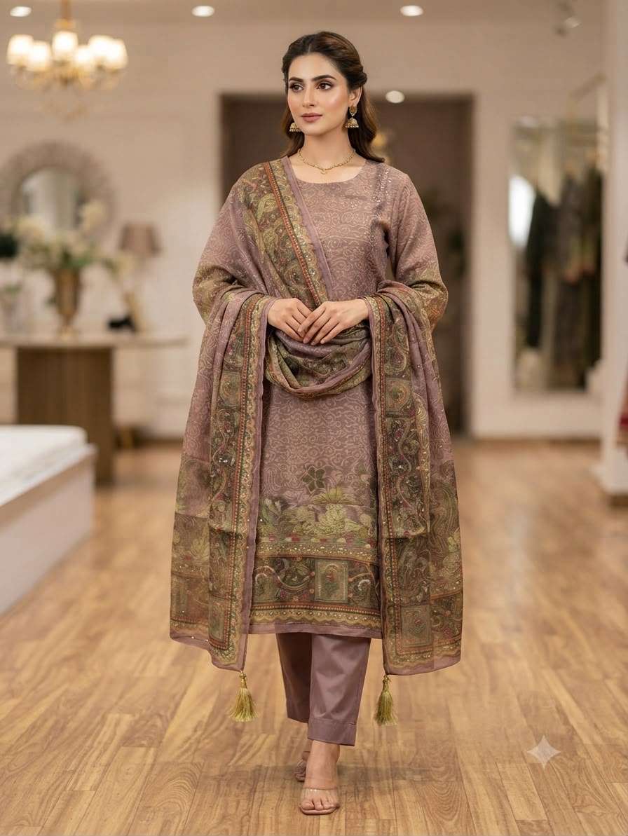 Pure Tissue Silk Suit Set | Elegant Floral Print | Premium Festive Wear Collection